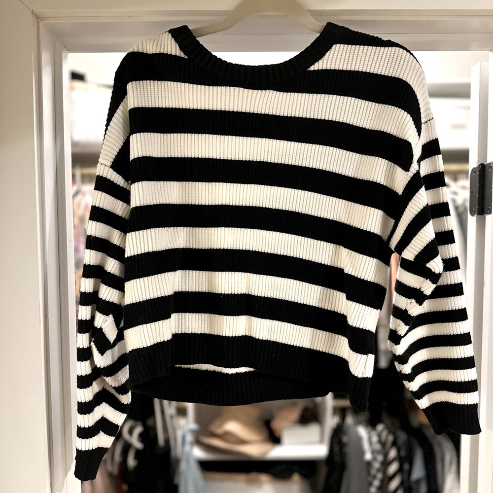 Ivory and black striped sweater